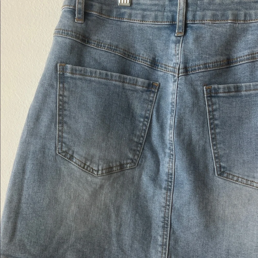 1. State Light Blue A-Line Denim Skirt - Picture 4 of 5